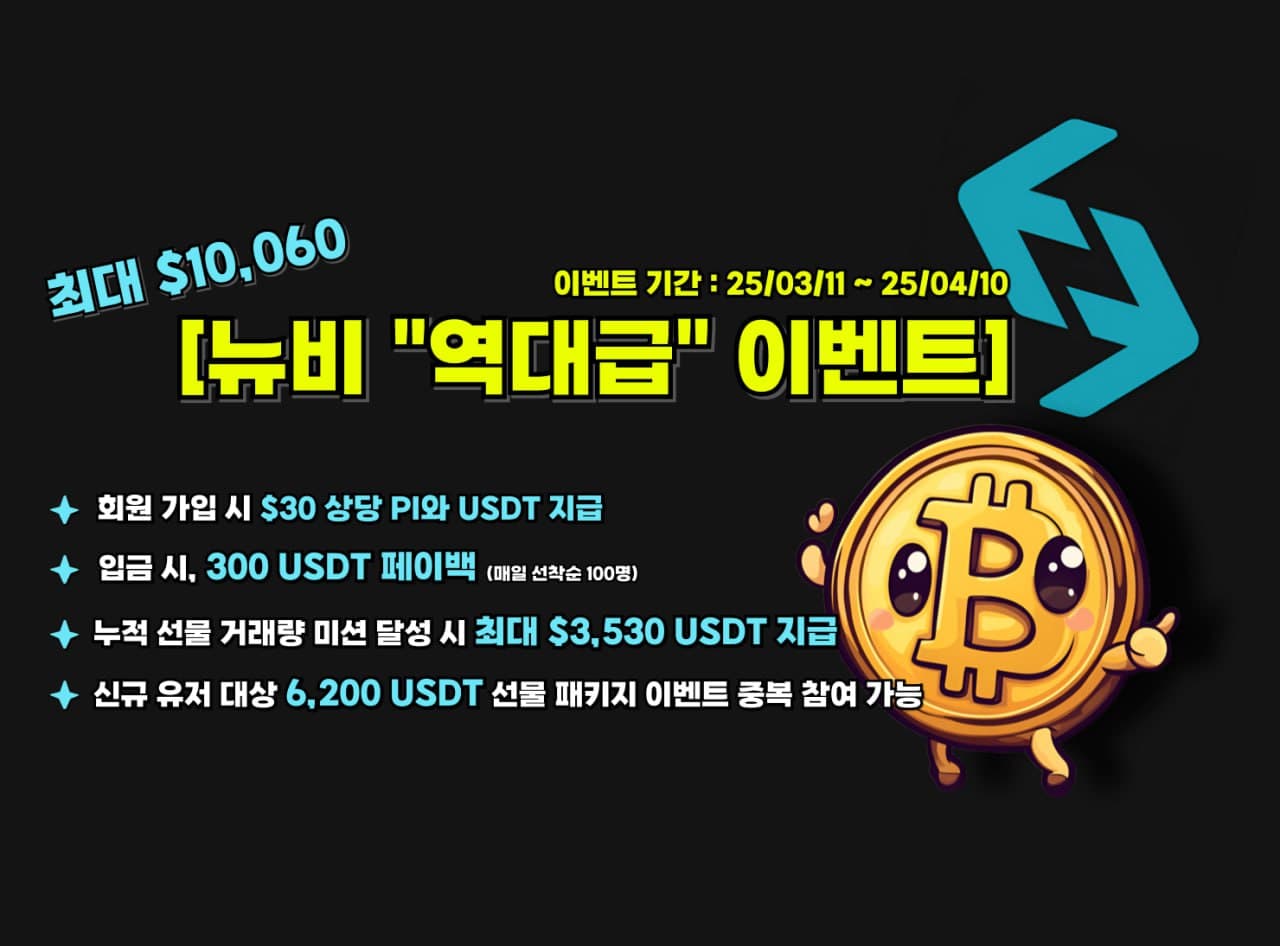 뉴비 "역대급" 이벤트 $10,060 상당 BGB 및 USDT 지급